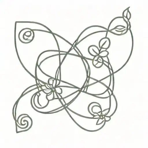 witches knot design with flowers intertwined tattoo design idea