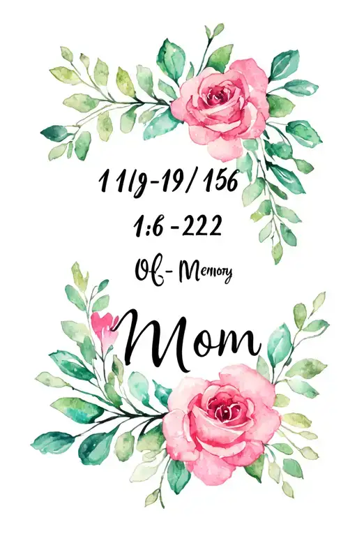"1-19-1956 /12-16-2022" In Memory Of Mom tattoo design idea