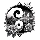 "Chrystal and Michael " ying yang relationship fishing, mountains roses beauty and the beast tattoo tattoo design idea