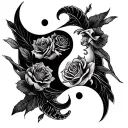 "Chrystal and Michael " ying yang relationship fishing, mountains roses beauty and the beast tattoo tattoo design idea