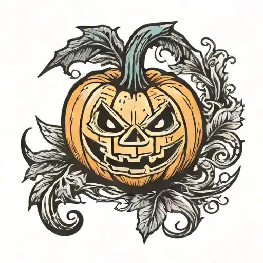 Halloween pumpkin tattoo design idea