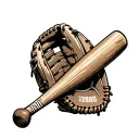 a2000 baseball glove with maple baseball bat tattoo design idea