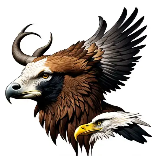 taurus head and albanian eagle intertwined tattoo design idea