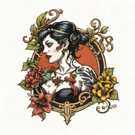 Morrigan entwined with vines tattoo design idea