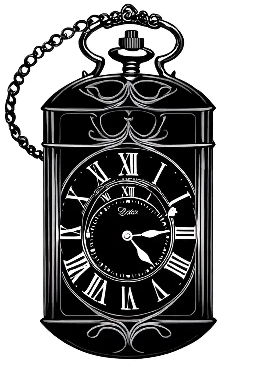 pocket watches children filigree lines tattoo design idea