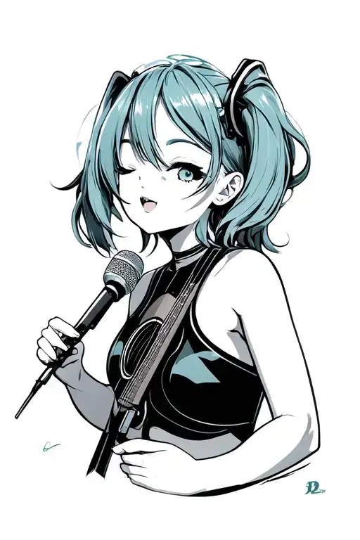 Miku singing tattoo design idea