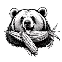 bear eating corn tattoo design idea