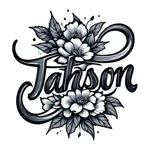 jahson fancy cursive font blended tattoo design idea