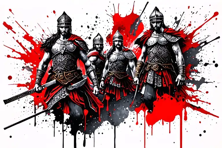 Roman warriors tattoo design idea