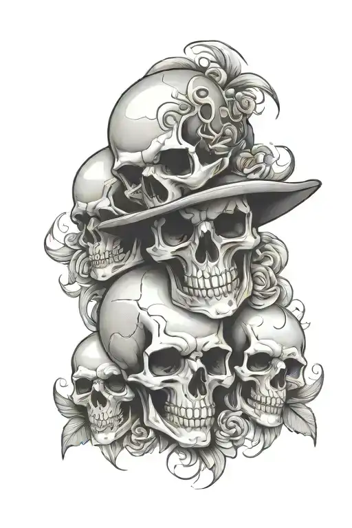 Skulls family chicano style tattoo design idea