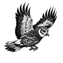 owl raven flying tattoo design idea