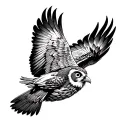 owl raven flying tattoo design idea