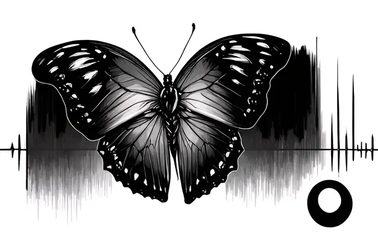 heart monitor line with a semicolon butterfly tattoo design idea