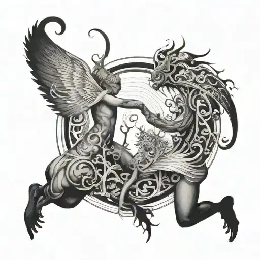 our shadows dance in a parallel plane, just two different endings tattoo design idea