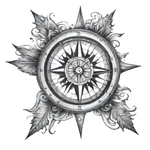 maritime compass tattoo design idea
