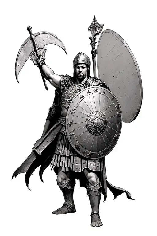 Roman centurion with shield tattoo design idea