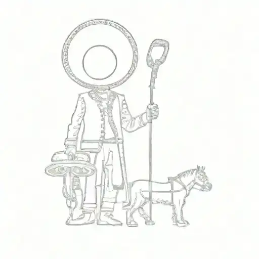 add a mariachi sombrero on the sheppeards head tattoo design idea