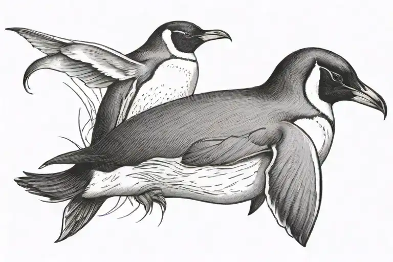 penguin vibing tattoo design idea