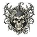 dark mysterious psychopath tattoo design idea