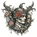 dark mysterious psychopath tattoo design idea