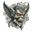 dark mysterious psychopath tattoo design idea