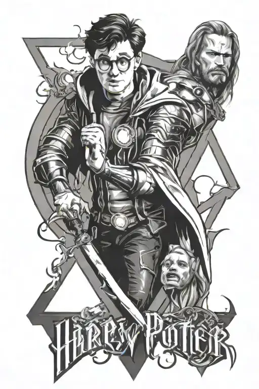 harry potter deathly hallows, avengers Ironman captain tattoo design idea