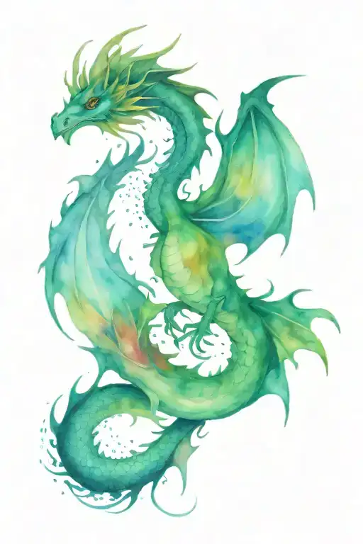 sea dragon Phoenix Rising tattoo design idea