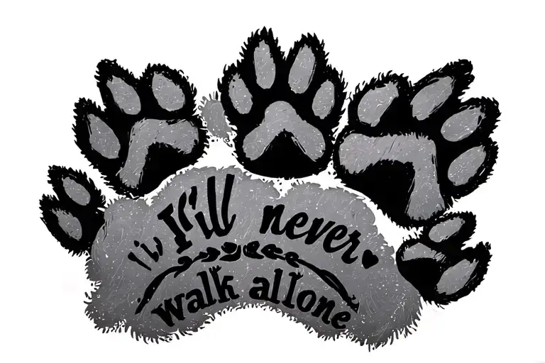 I'll never walk alone paw prints tattoo design idea