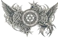 WEB OF WYRD WITH GUNGNIR THROUGH THE CENTER WITH 12-29 DATE INCORPORATED tattoo design idea