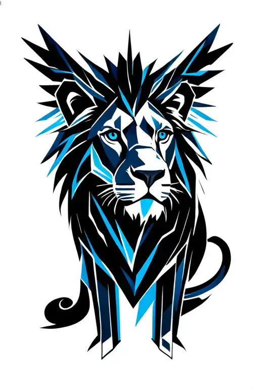 lion with blue eyes tattoo design idea