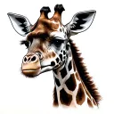 realistic giraffe with monkey tattoo design idea
