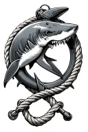 anchor compass rope shark tattoo design idea