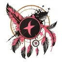 Feather Pink Dreamcatcher cute tattoo design idea