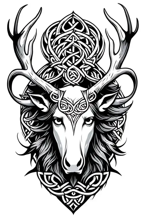 antlered Celtic god tattoo design idea