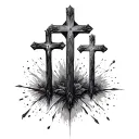 1 Peter 5:7 scripture three crosses tattoo design idea