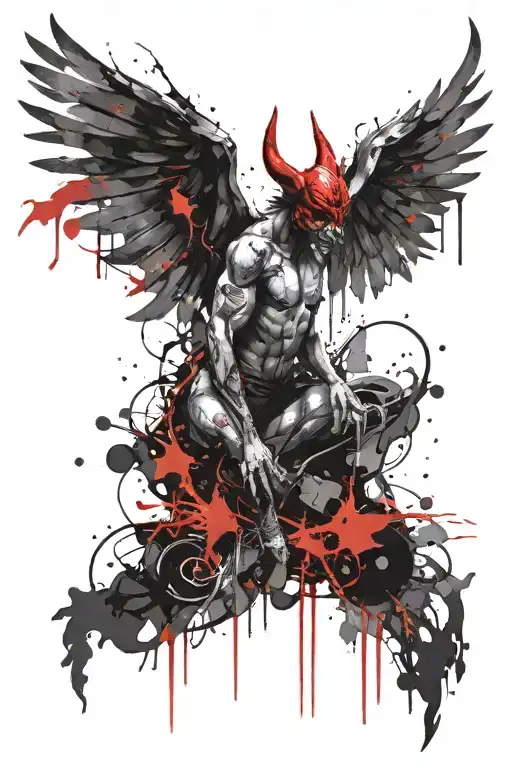unique design with devil wings tattoo design idea