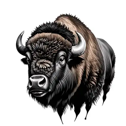 half sleeve bison  tattoo design idea