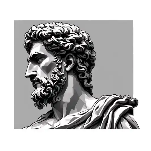 Adonis Greek god line drawing, profile with geometry  tattoo design idea