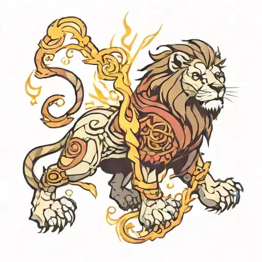 Gryffindor lion wrapped around fire element symbol from Avatar the last airbender  tattoo design idea