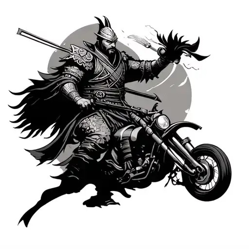 shogun warrior riding tattoo design idea