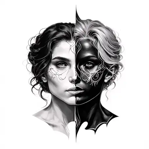 Gemini Two Face tattoo design idea