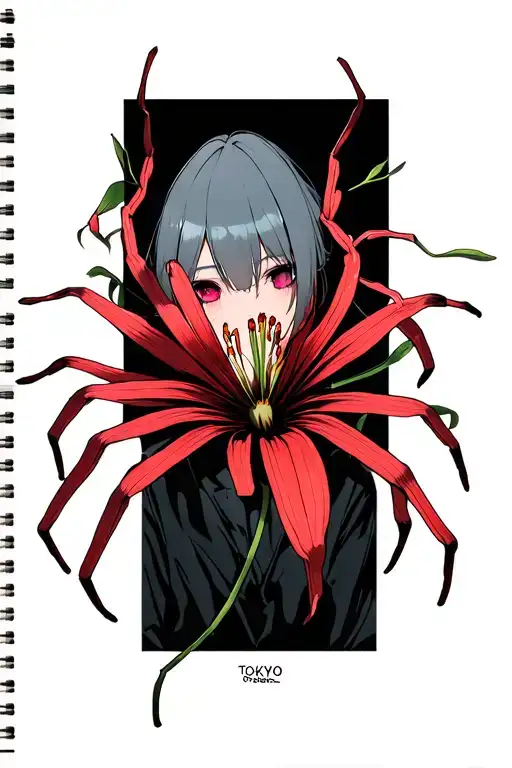 tokyo ghoul red spider lily tattoo design idea