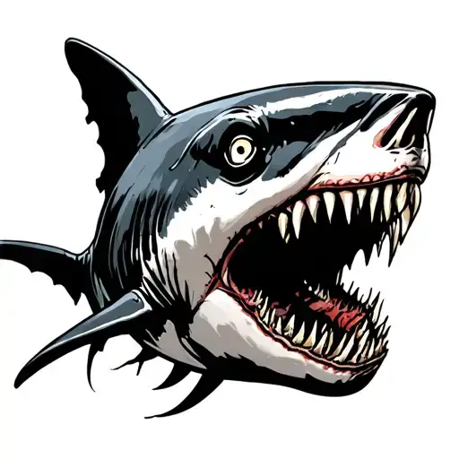 zombie shark tattoo design idea