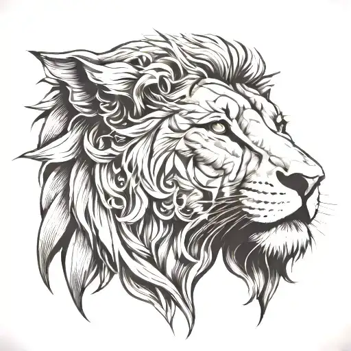 christian lion head tattoo design idea