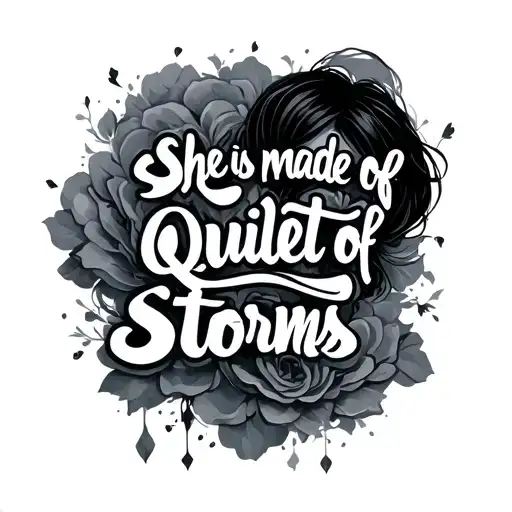 "She is made of quiet storms." cute and aesthetic way tattoo design idea