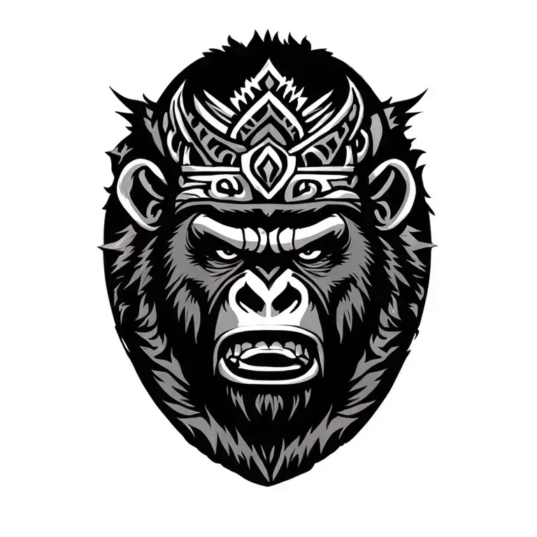 tribal king kong tattoo design idea