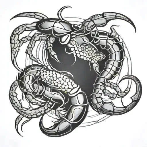 crayfish in the form of yin yang symbol formed tattoo design idea