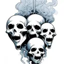 smoke with ghost heads inside tattoo design idea