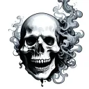 smoke with ghost heads inside tattoo design idea