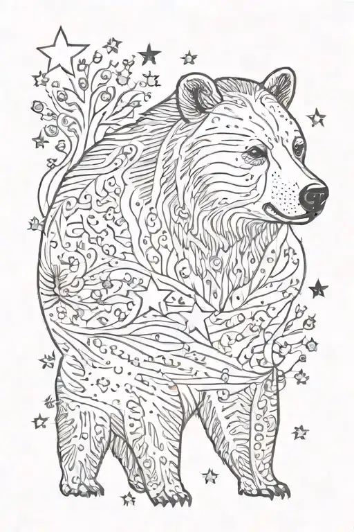 mama bear and stars tattoo design idea